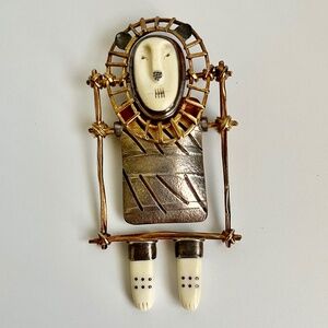 Carolyn Morris Bach Pin Lion Brooch 18K and Fine Sterling Silver